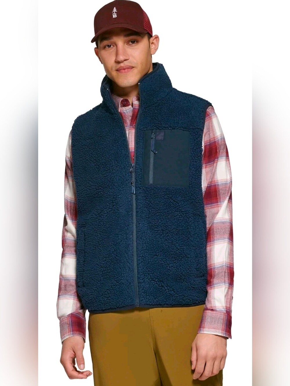 $89 BASS OUTDOOR Mens Coastal Fleece Full-Zip Sherpa Vest